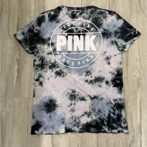PINK Victoria's Secret Black and Purple Tie-Dye Tee